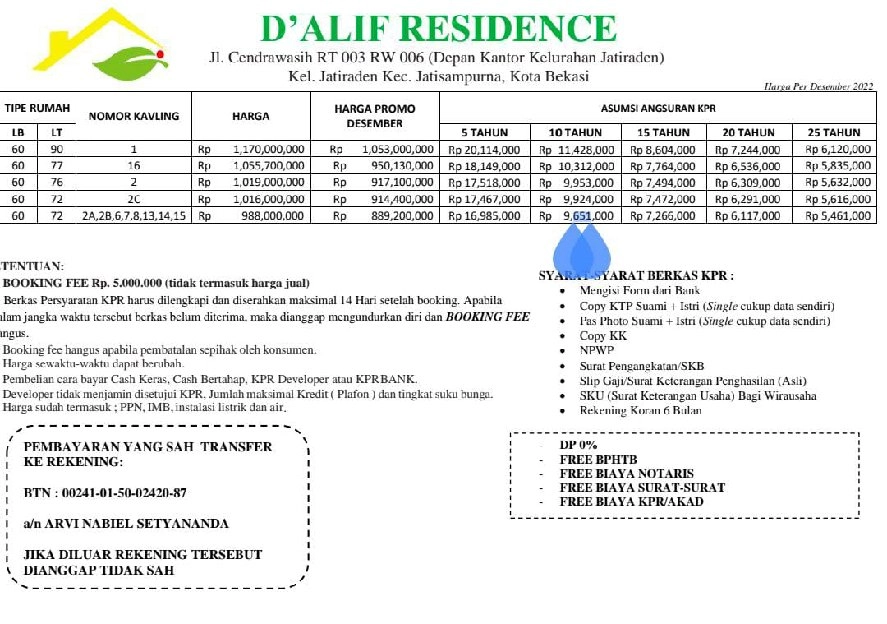 Cluster D'alif kranggan cibubur PROMO DP 0% CUKUP BOOKING 5JT dapat Rumah