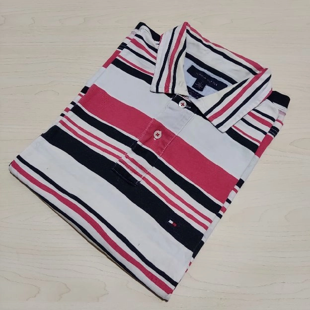 Kaos polo shirt stripe TOMMY HILFIGER original second