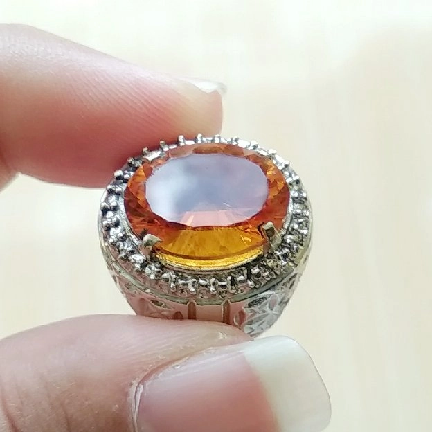 Cincin Batu Permata Natural Madeira Golden Citrine Oval Facet