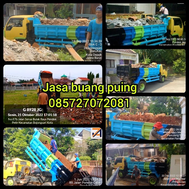 buang puing sampah dan urugan