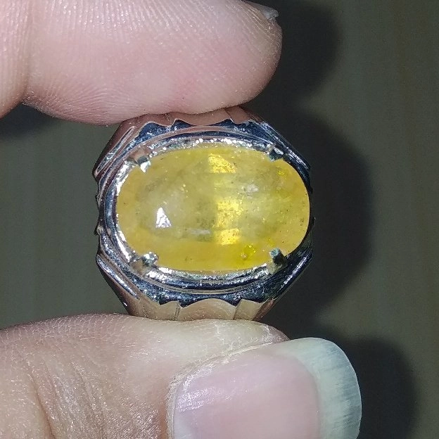 Cincin Batu Permata Natural Yellow Sapphire / Safir Kuning Yakut