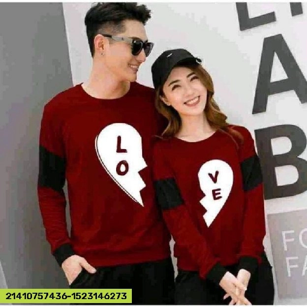 CP ONE HEART | KAOS COUPLE BLACK LOVE | KAOS PASANGAN LENGAN PANJANG    