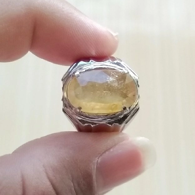 Cincin Batu Permata Natural Yellow Sapphire / Safir Kuning Yakut