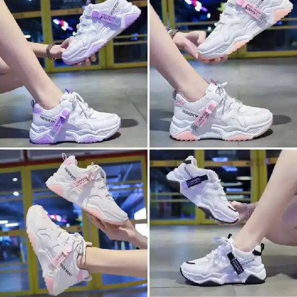 *Sepatu Wanita Sneakers Korea Tali Bintik Wanwoo* 