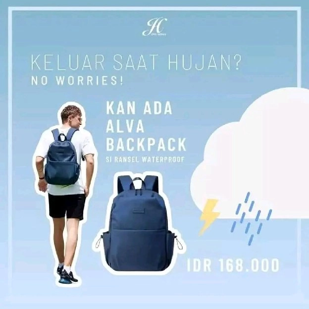 alva backpack jims honey ukuran 29x42,5x12