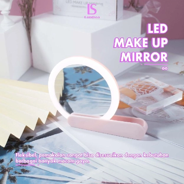 Lampu LED Mirror Cermin Make Up Bulat Dengan Lampu LED / Make Up LED Mirror Standing / Cermin Lipat 