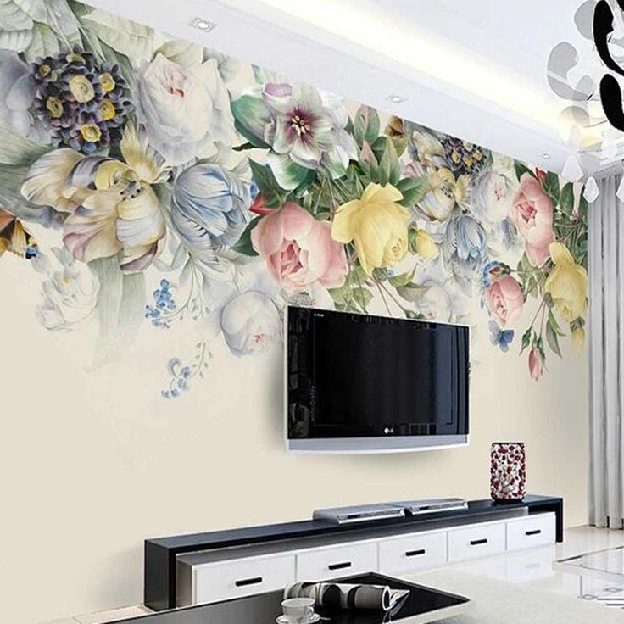 Pasang wallpaper dinding 3d custom toko jual dan pesan hordeng murah rollerblind vertikal blind