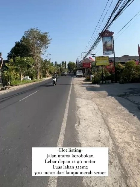 Dijual 3,22 are, Jl. Raya Kerobokan SEMER Kuta Utara