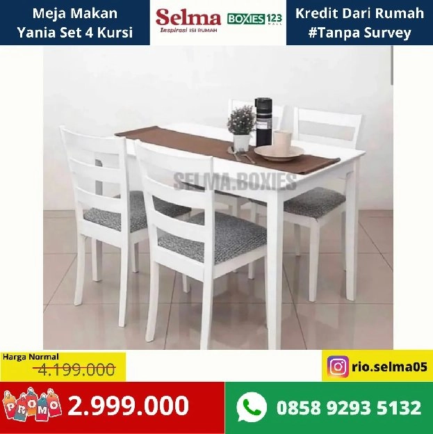 HARGA MURAH meja makan yania set putih