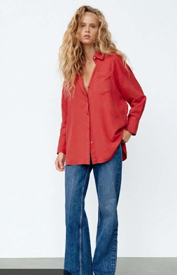 Zara Oversize Linen Blend Shirt 