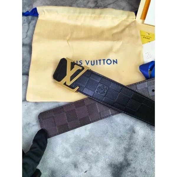 MEN BELT IKAT PINGGANG SABUK PRIA LOUIS VUITTON LV BLACK EMBOSS DAMIER