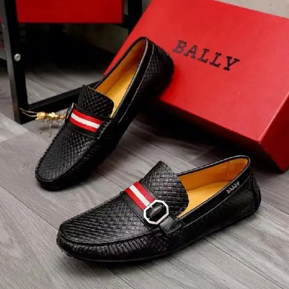 sepatu pria slip on bally loafer cowok hitam men shoes tanpa tali