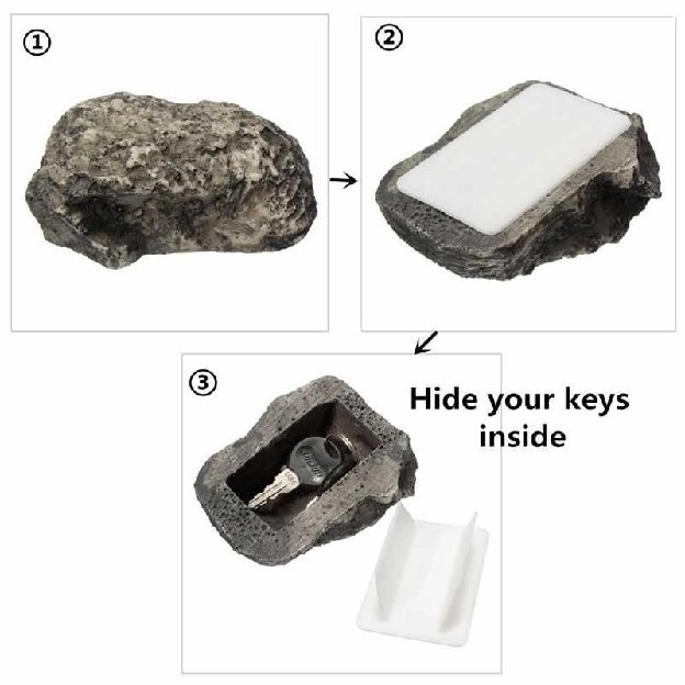 Kotak Penyimpanan Kunci Rahasia Bentuk Batu Hidden Key Box