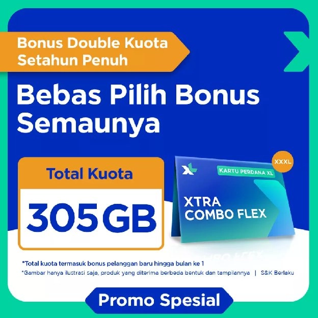 Kartu Perdana XL Xtra Combo Flex XXXL 305GB