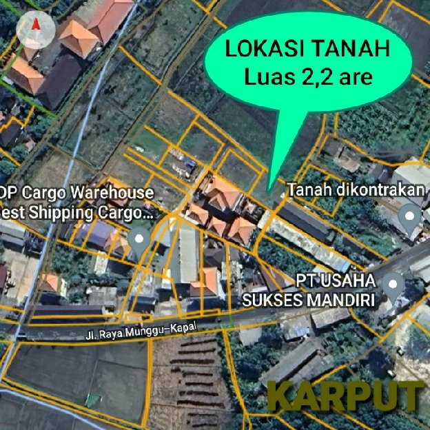 Tanah 2,2 are, Jl. Raya Munggu Kapal Pemaron Selingsing Mengwi