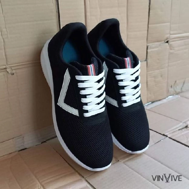 Sneakers Hitam Pria Murah VT-001 Sepatu Sport Motif Anyaman awet dan tahan lama