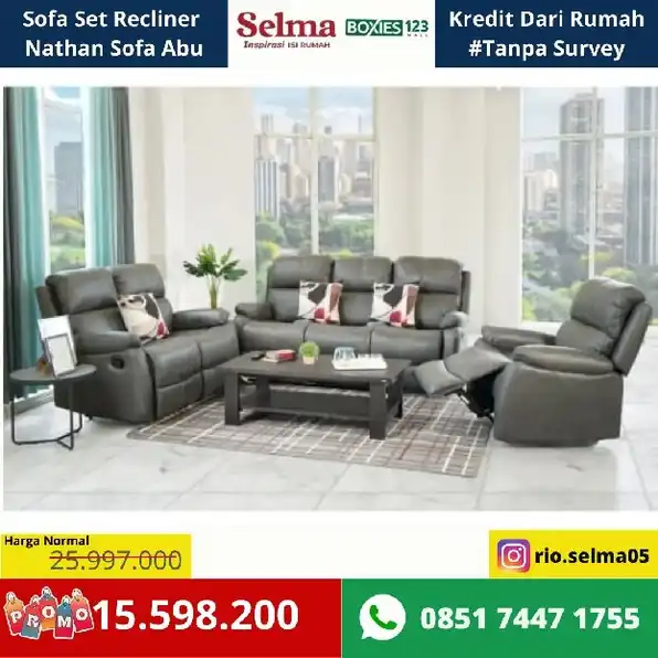 Sofa Set Recliner Nathan Fabric Abu