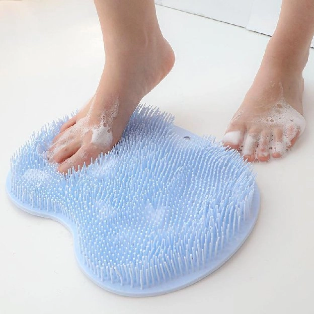 Silicone Shower Exfoliating Scrub Sikat Badan Massage Pad Gosok Kaki Dengan Sucker Mandi Penggosok P