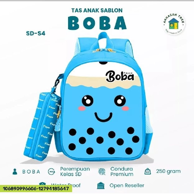 RANSEL ANAK KULIT BOBA RANSEL ANAK TEBAL MOTIF BOBA