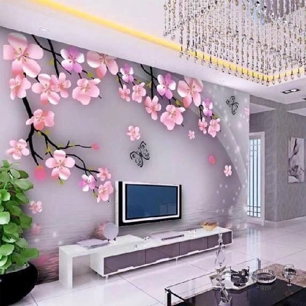 Pasang wallpaper dinding 3d custom toko jual dan pesan hordeng murah rollerblind vertikal blind