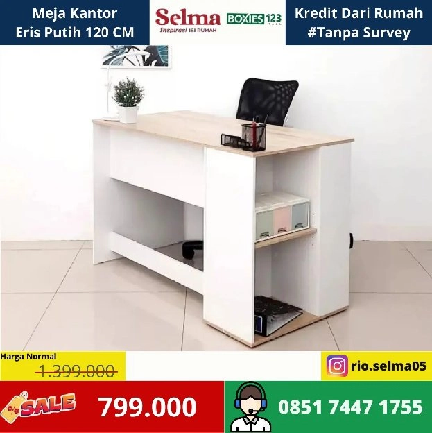 Meja Kantor Eris Putih 120 cm