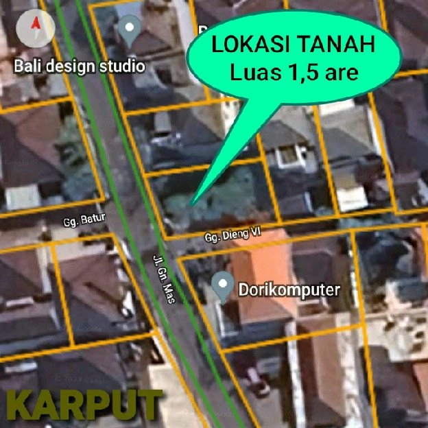 Dijual 1,5 are, Jl. Gunung MAS Gn. Tangkuban Perahu Tegal Buah Padangsambian Denpasar