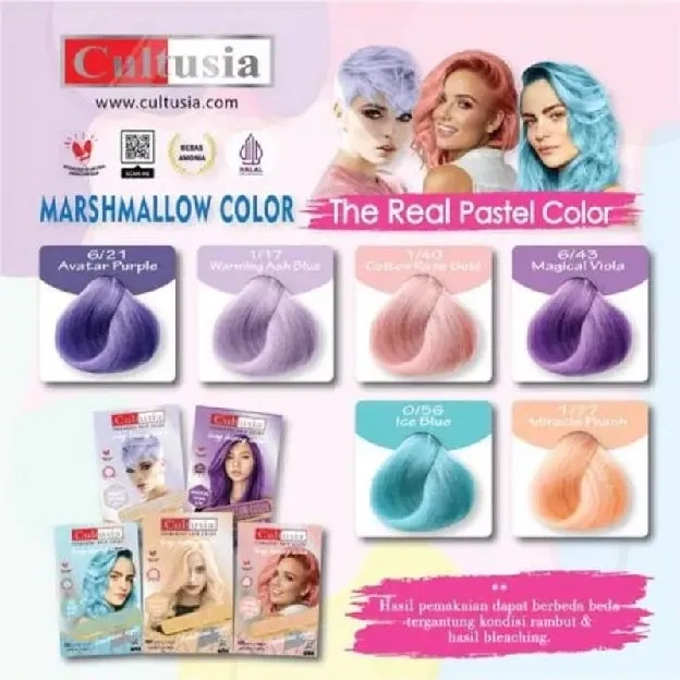 Cultusia Marshmallow Hair Color Series | Semir Rambut Marshmallow Free Sarung Tangan