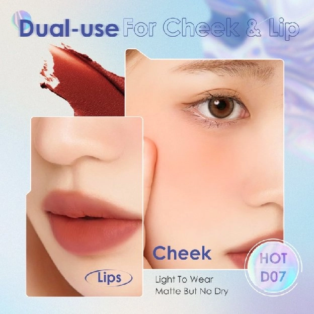 Dual-use Lip Mud Blush Cream Lip Clay & Velvet-hazy Matte Blush On Waterproof Lip Mud&Cheek Used