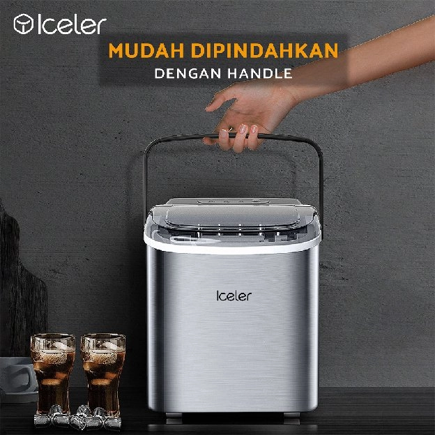 Mesin Es Iceler Portable Ice Maker 12KG per Hari Dengan Handle membuat es cepat 6 menit jadi 9pcs es