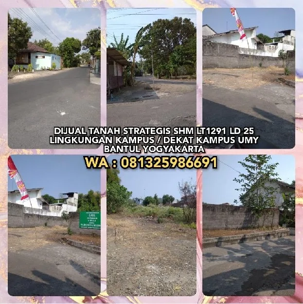 DIJUAL TANAH STRATEGIS SHM LT1291 LD 25 LINGKUNGAN KAMPUS / DEKAT KAMPUS UMY BANTUL YOGYAKARTA.