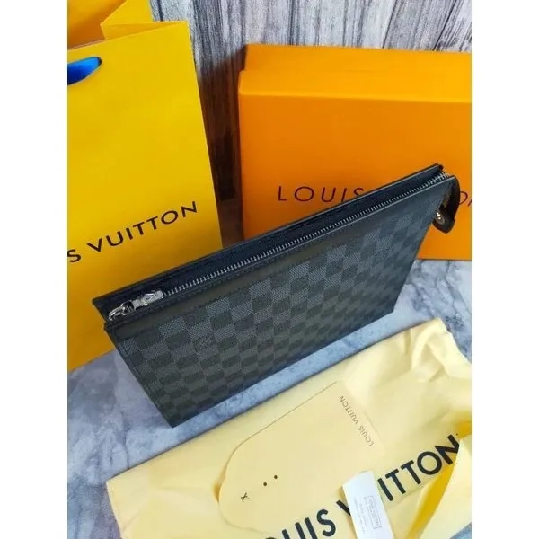 Tas CLUTCH POUCH BAG PRIA LV LOUIS VUITTON POCHETTE GRAPHITE