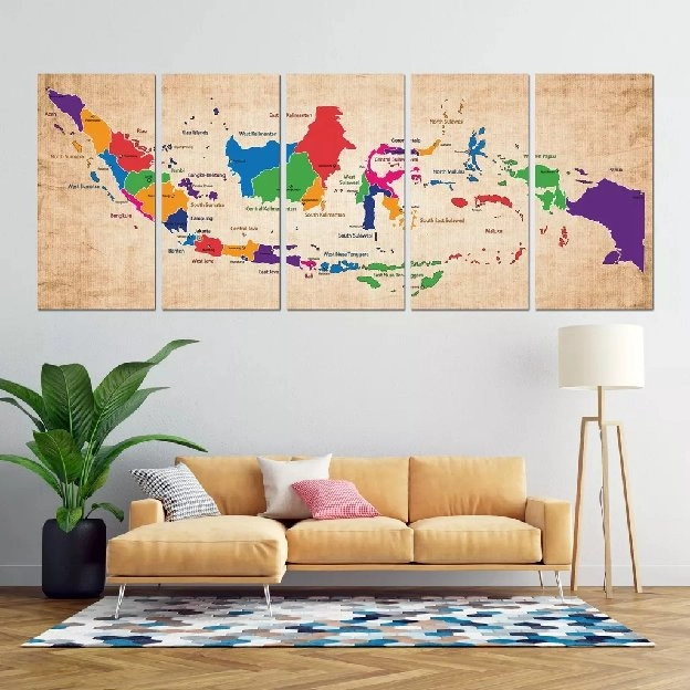 Hiasan dinding peta indonesia uk 200x80