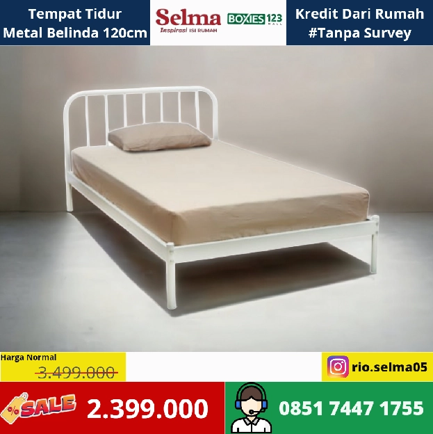 Tempat Tidur Metal Belinda Putih 120cm