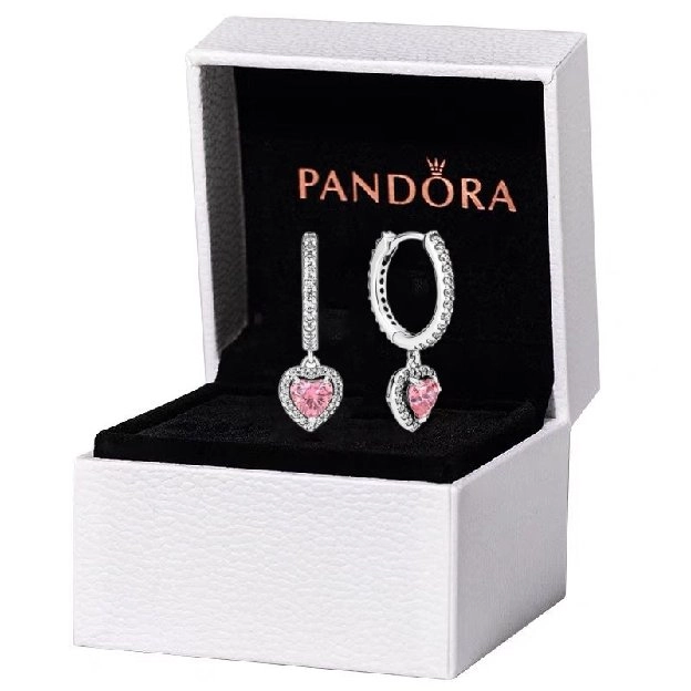 Anting Tusuk Sterling Silver 925 Desain Hati Hias Cubic Zirconia Pink Untuk Wanita