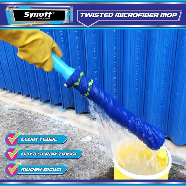 Alat Pel Lantai Synott Pel Kain Microfiber Twist Mop Putar Dan Kunci