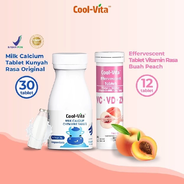 CoolVita Milk Calcium Chewable (Kunyah) Rasa Original Flavor isi 30 Tablets