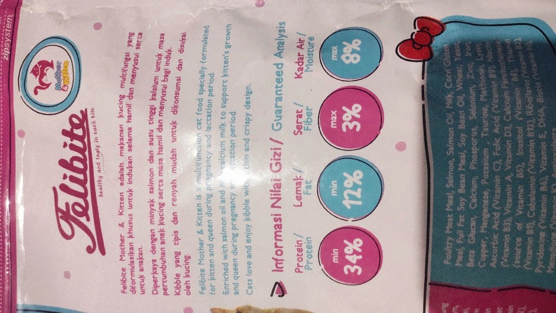 makanan kucing felibite hello kitty 800 gram rasa salmon flavour with milk 