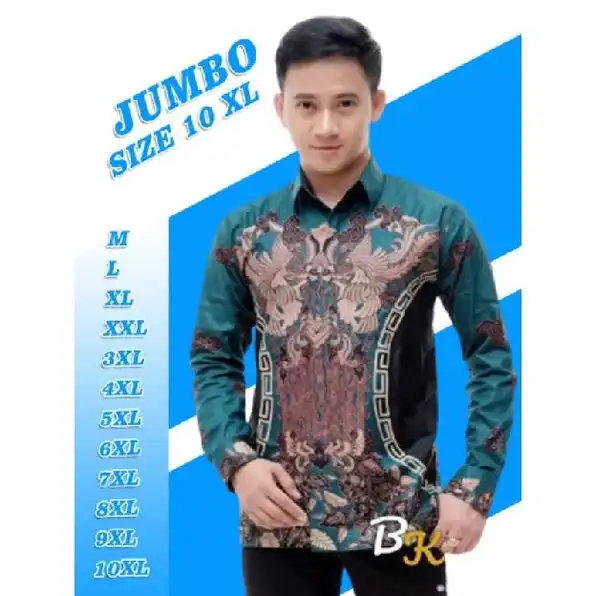 Kemeja Batik Pria Dewasa Big Size Jumbo Lengan Panjang M-10xl