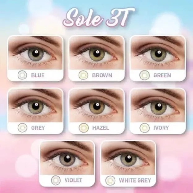 ORIGINAL EOS Sole 3T 3 Tones Soft Lens White Ivory Gray Grey Whitegray Hazel Brown Blue Green Violet