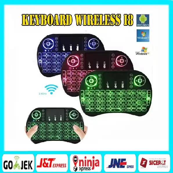 [TERMURAH] KEYBOARD AIR MOUSE I8 MINI KEYPAD WIRELESS TOUCHPAD BACKLIGHT RAINBOW