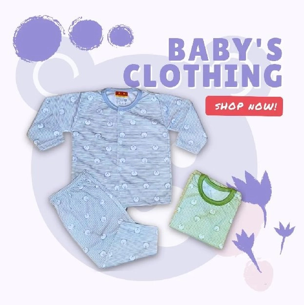 baju tidur bayi berkancing size 0-6m