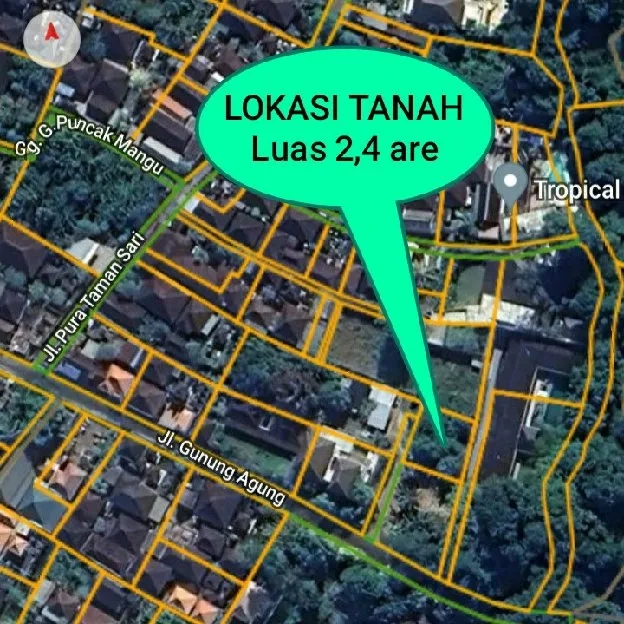 Dijual 2,4 are, Jl. Gunung Agung Tumbak Bayuh Pererenan Mengwi