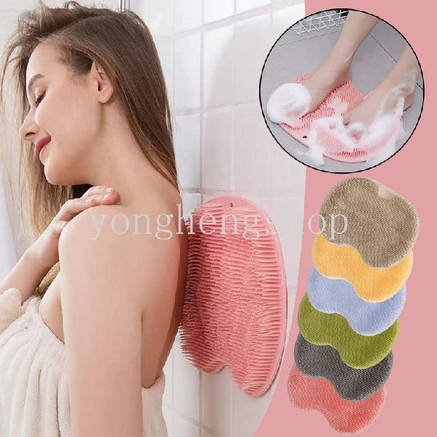 Silicone Shower Exfoliating Scrub Sikat Badan Massage Pad Gosok Kaki Dengan Sucker Mandi Penggosok P