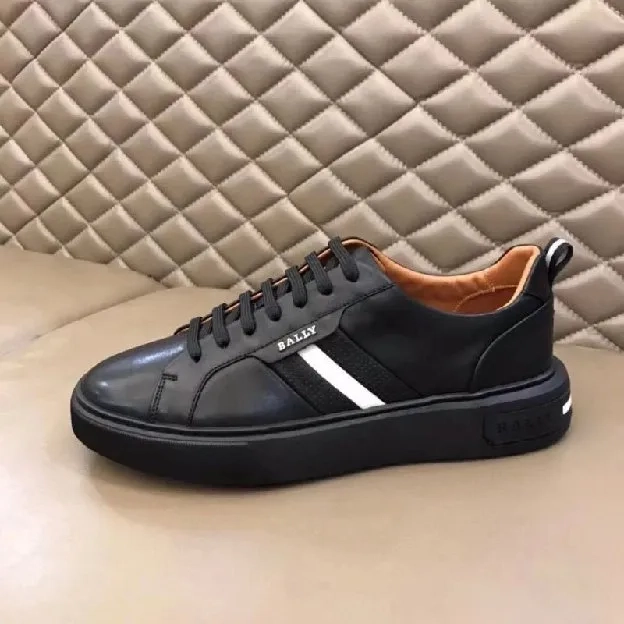 Sepatu Bally Sneaker Logo Black White Sepatu Pria Kulit