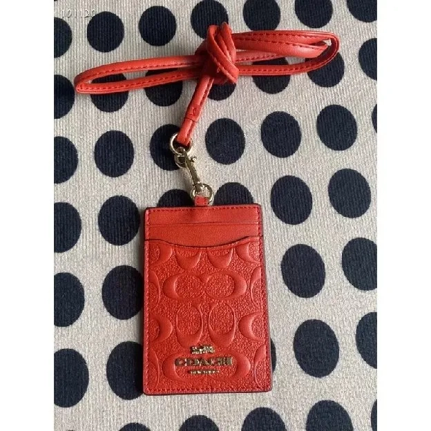 Coach ID Lanyard In Red Embossed (C73602)