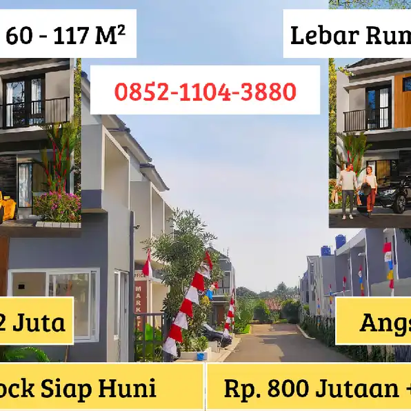 Rumah 2 lantai lebar 8 meter di pamulang