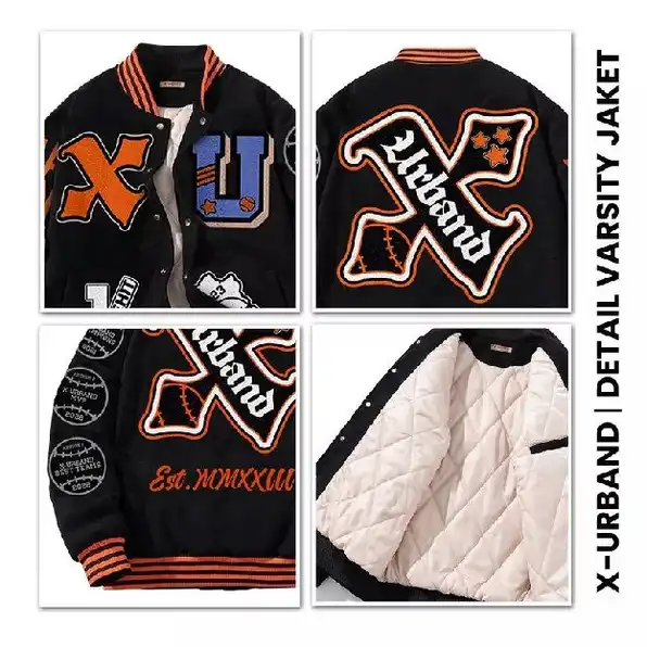 Jaket Varsity Unisex Tebal Musim Dingin 