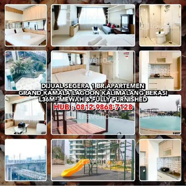 DIJUAL SEGERA 1 BR APARTEMEN GRAND KAMALA LAGOON KALIMALANG BEKASI. L36M² MEWAH & FULLY FURNISHED