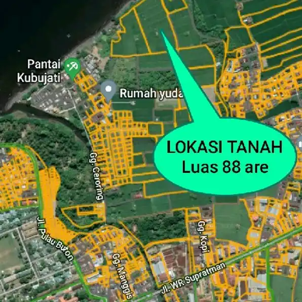 Dijual 88 are, LOSS Pantai KUBUJATI Jl. WR. Supratman Banyuning Buleleng