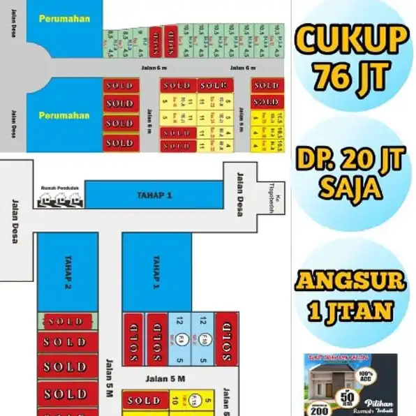 Rumah & Tanah Dngan Konsep Cluster One Gate System.Bukit Tinggi Regency Sidowungu Menganti 